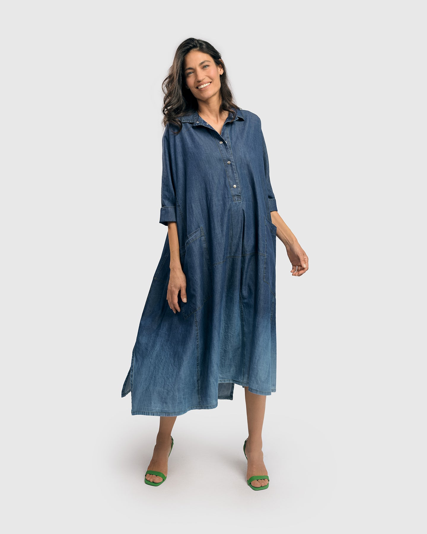 Frontwalk Womens Vintage Long Sleeve Jean Shirt Dress Button Up Denim  Casual Shift Dress with Pockets Light Blue L - Walmart.com